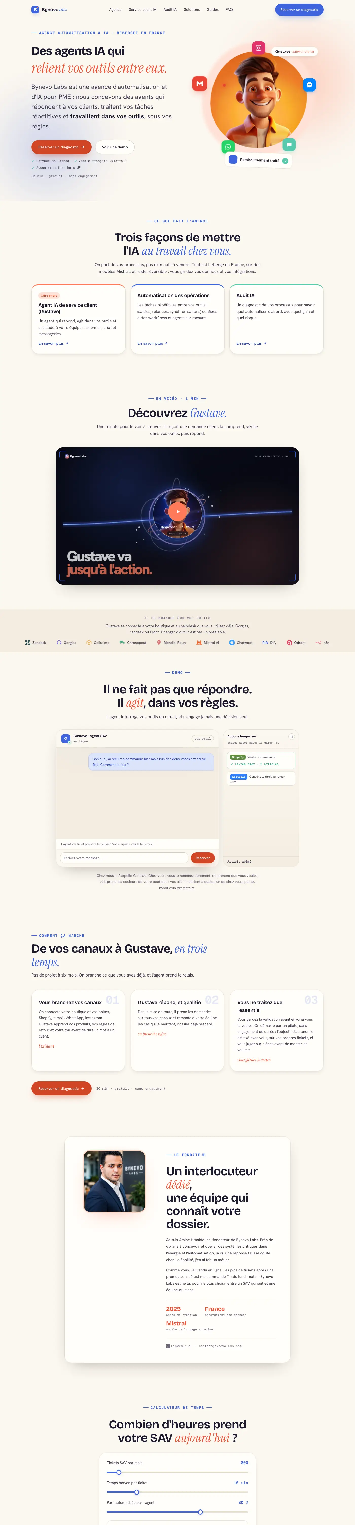 Site Bynevo Labs, page d'accueil complète