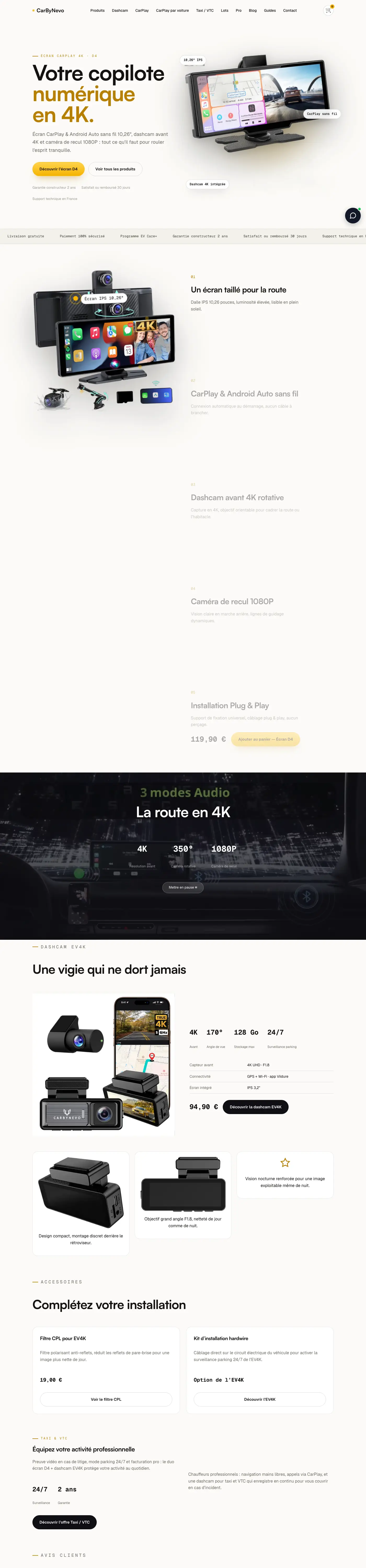 Site CarByNevo, page d'accueil complète